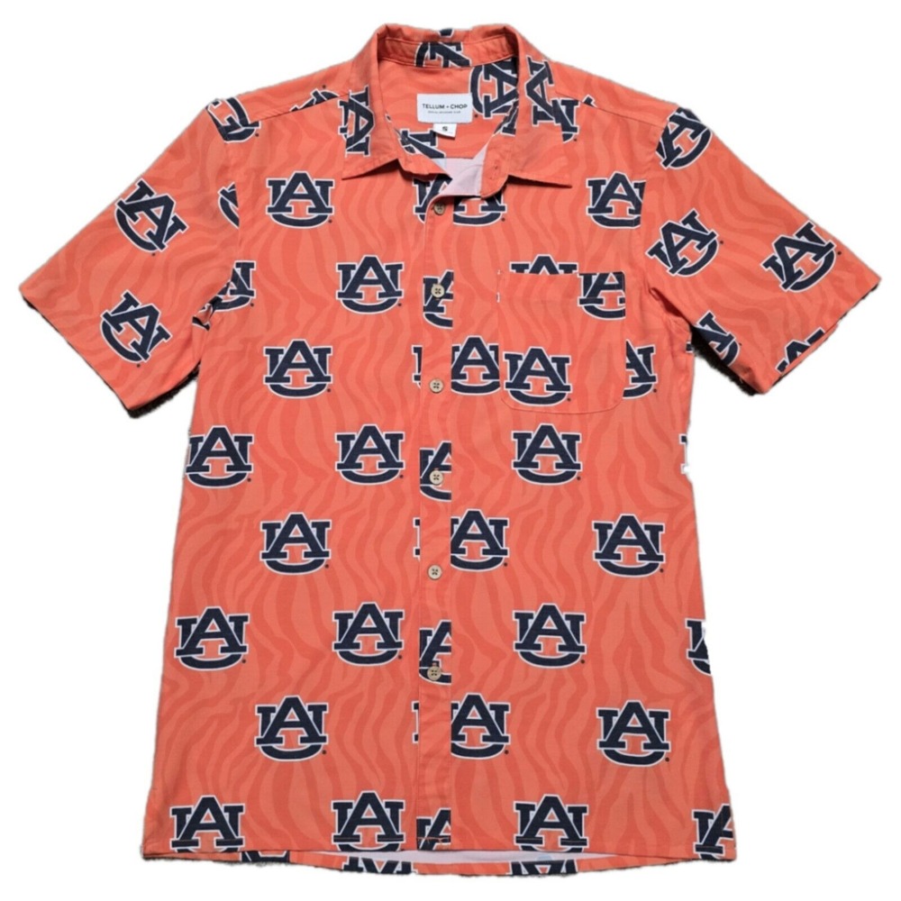 Auburn Tigers UA Hawaiian Shirt Tellum & Chop Beach Camp Shirt Mens Small‎
